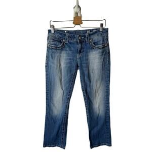 Miss Me Women's 30 Cropped Light Blue Jeans JE5100C7 Embellished Cross Y2K
